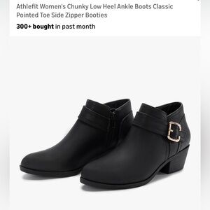 Athlefit Black Low Heel Ankle Booties